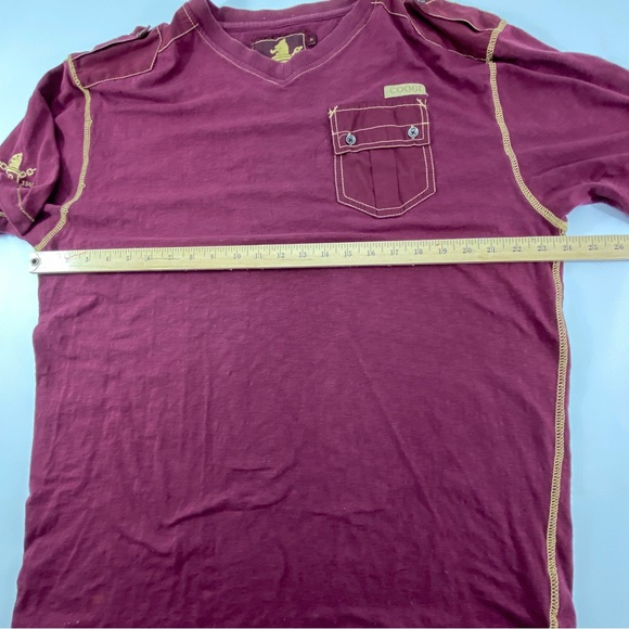 Vintage COOGI T-Shirt Men's XL Maroon V-Neck Retro Embroidered Short Sleeve - Picture 14 of 15